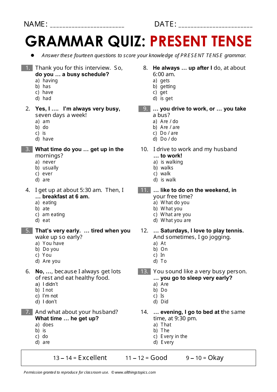 Daily Activities English Exercise Sheet - Allthingstopics, Page 6