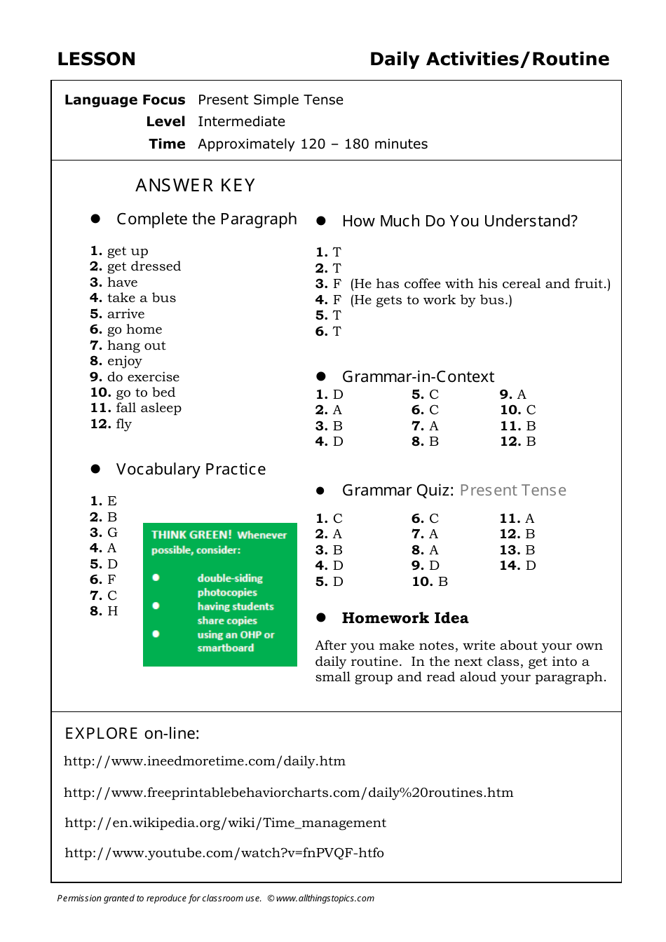 Daily Activities English Exercise Sheet - Allthingstopics, Page 9