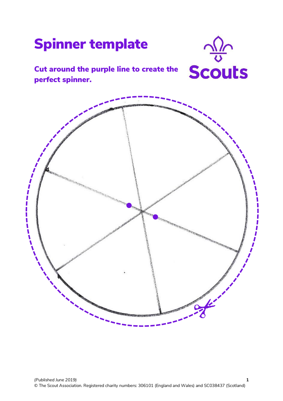 Purple Spinner Cutting Template, Page 1
