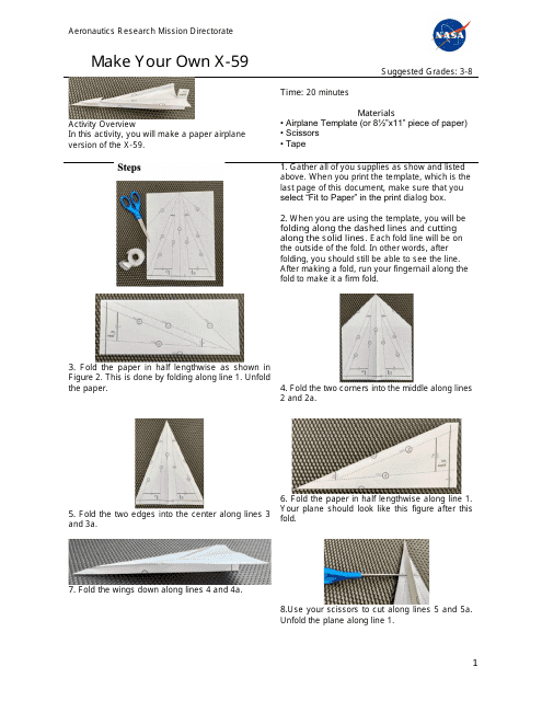 NASA X-59 Paper Model Template Preview