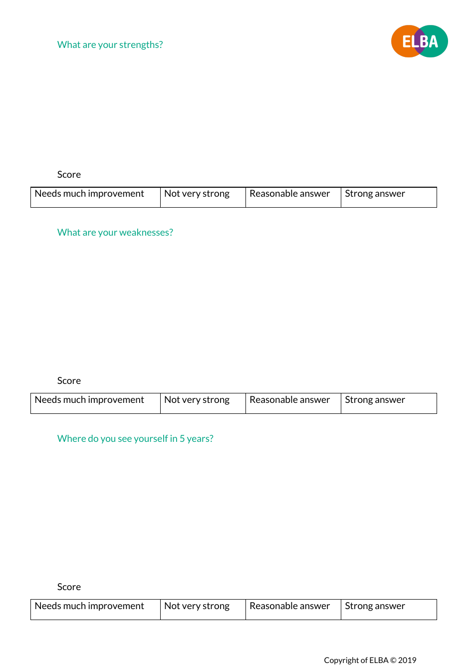 Job Interview Question Template - Elba, Page 3