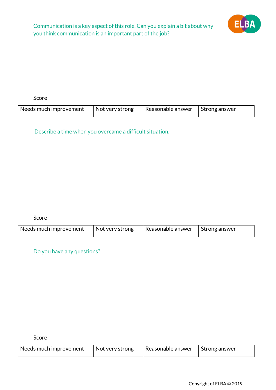 Job Interview Question Template - Elba, Page 4