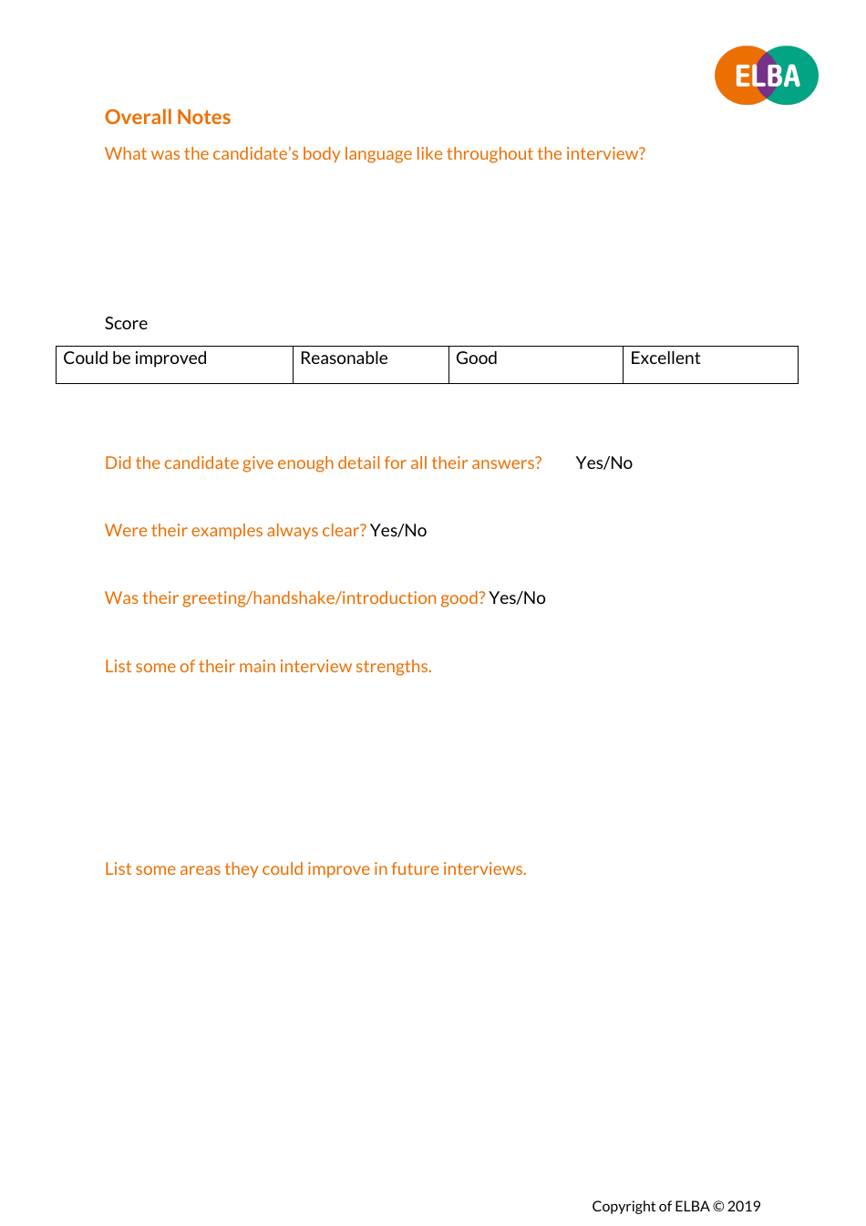 Job Interview Question Template - Elba, Page 5