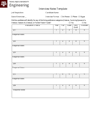 Document preview: Interview Notes Template - Texas a&m University