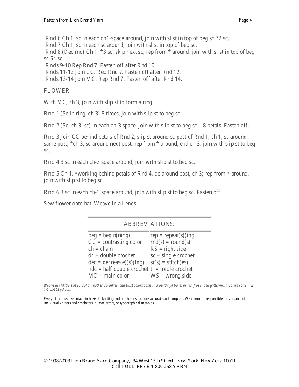 Flower Motif Scarf and Hat Crochet Pattern - Lion Brand Yarn Company, Page 4