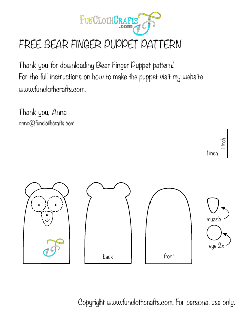 Bear Finger Puppet Templates - Funclothcrafts