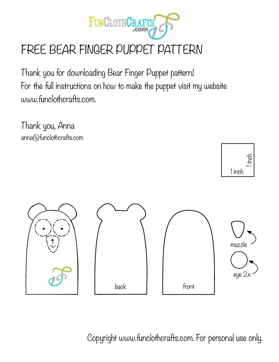 Bear Finger Puppet Templates - Funclothcrafts Download Printable PDF ...