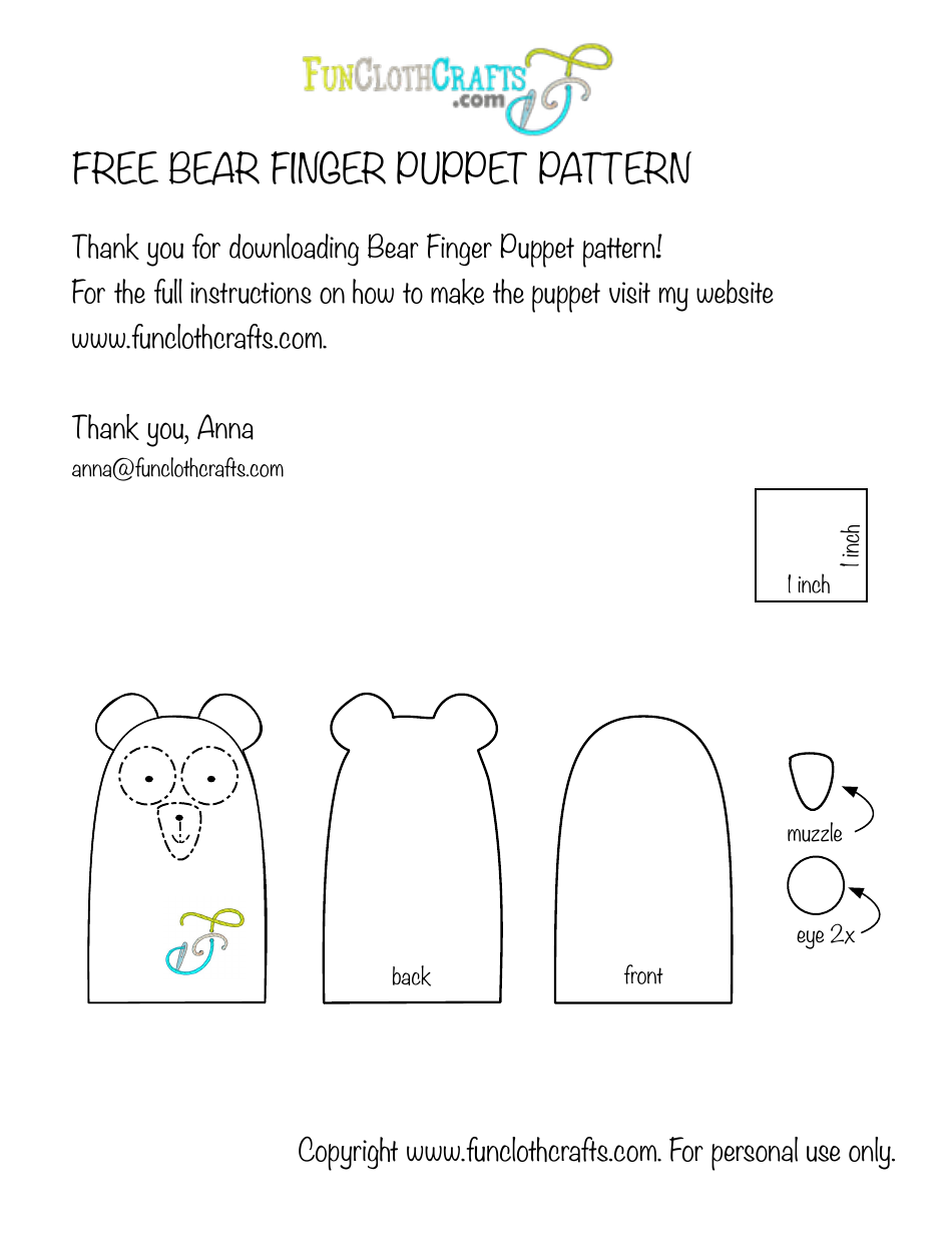 Bear Finger Puppet Templates - Printable PDF | TemplateRoller