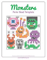Document preview: Perler Bead Monsters Pattern Template