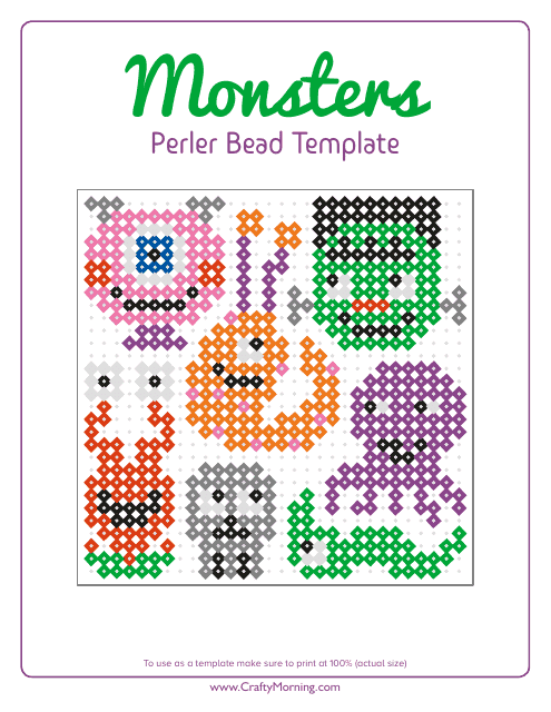 Perler Bead Monsters Pattern Template