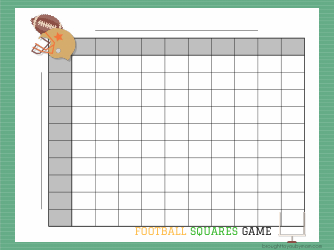 Document preview: Football Squares Grid Template - Green