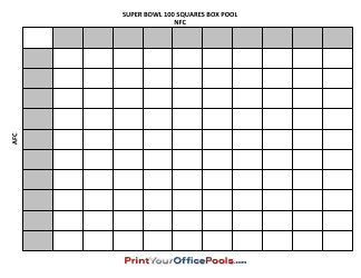 Document preview: Super Bowl 100 Squares Box Pool Template