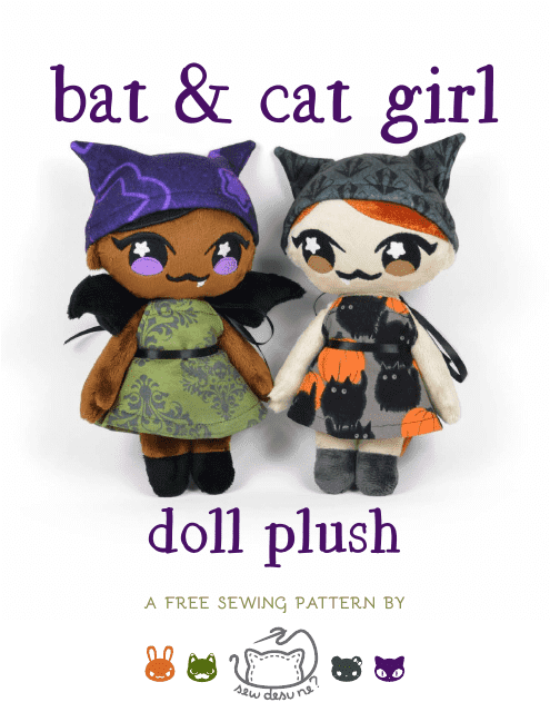 Bat & Cat Girl Sewing Templates