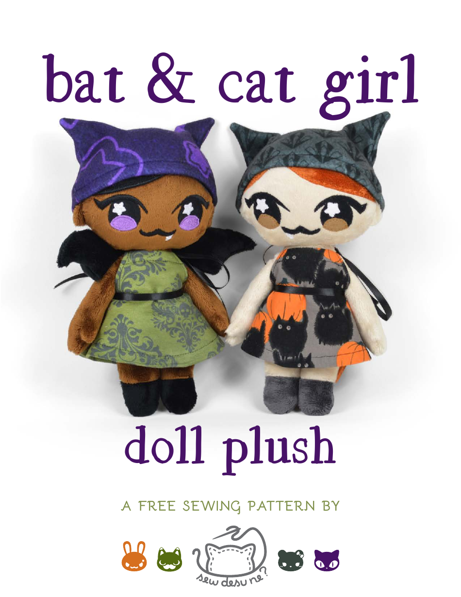 Bat &amp; Cat Girl Sewing Templates Download Printable PDF | Templateroller