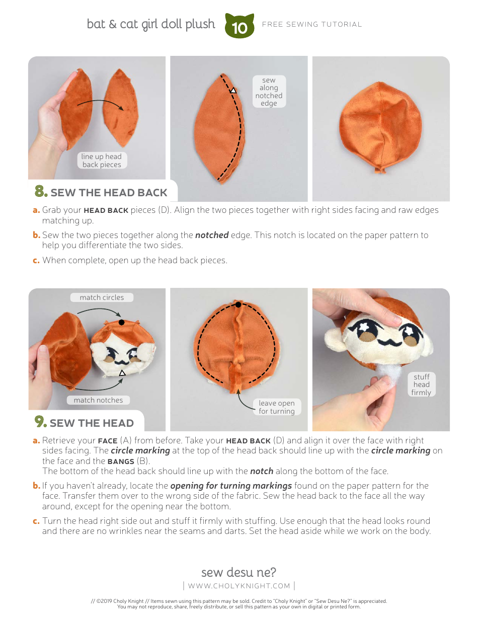 Bat  Cat Girl Sewing Templates, Page 10