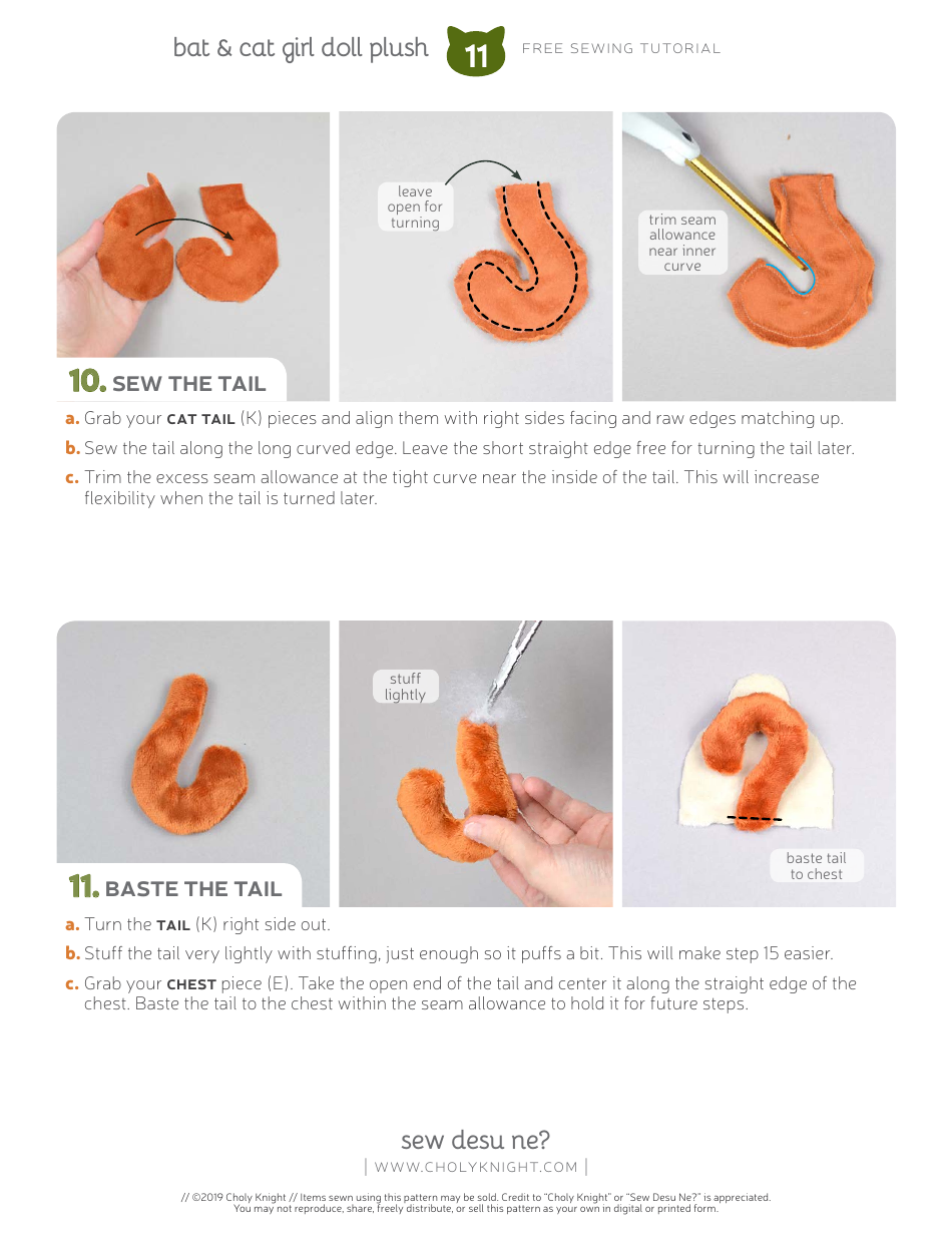 Bat  Cat Girl Sewing Templates, Page 11