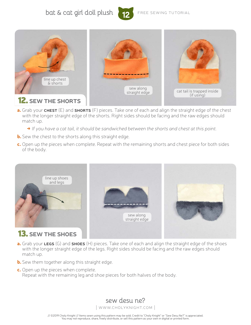 Bat  Cat Girl Sewing Templates, Page 12