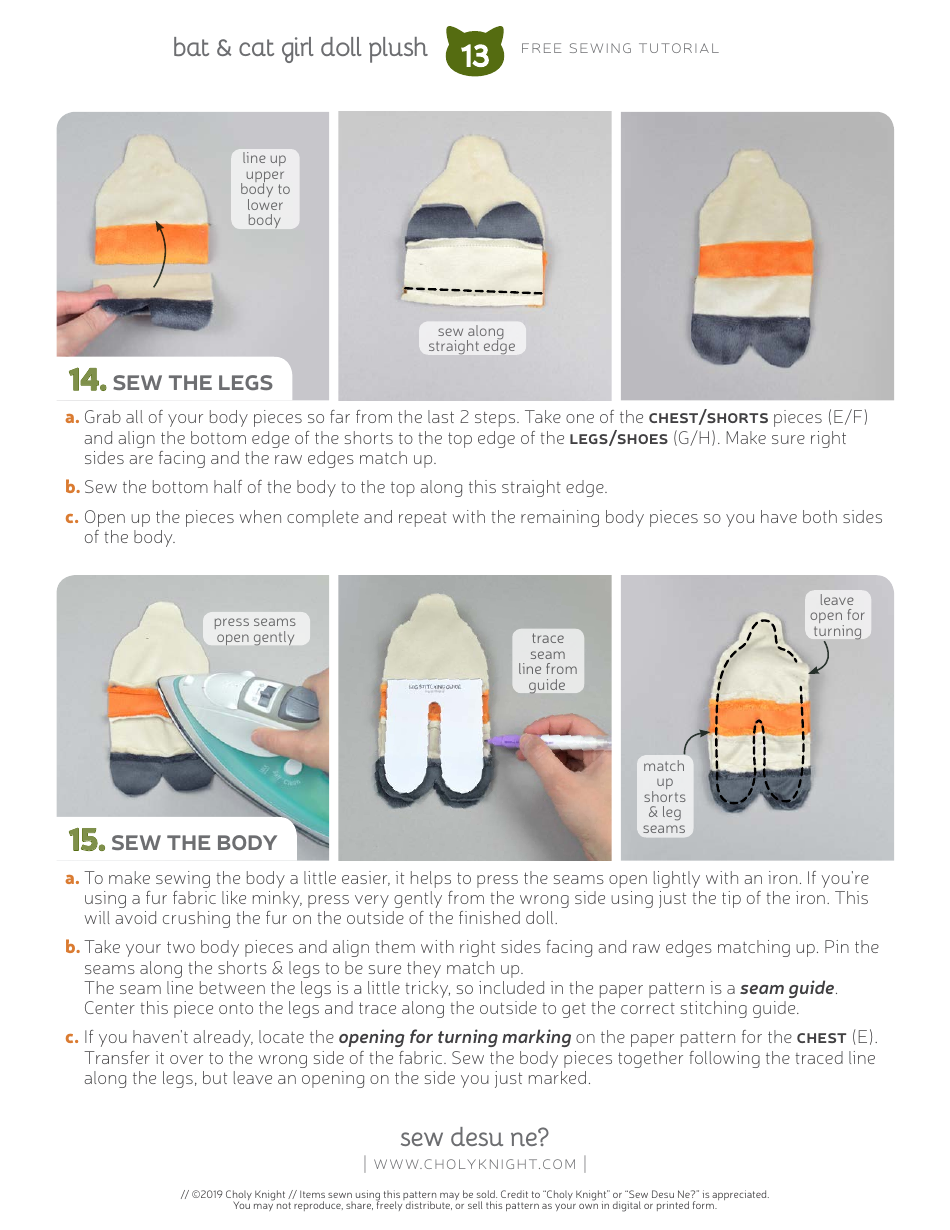 Bat  Cat Girl Sewing Templates, Page 13