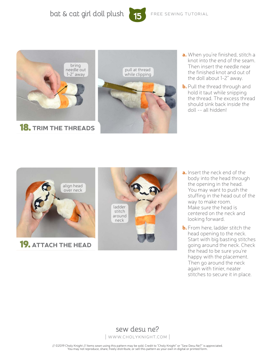 Bat  Cat Girl Sewing Templates, Page 15