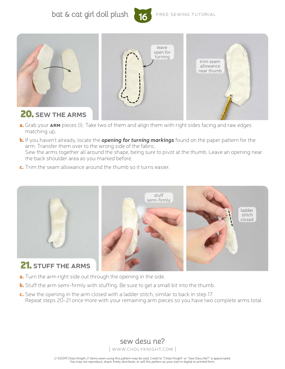Bat  Cat Girl Sewing Templates, Page 16