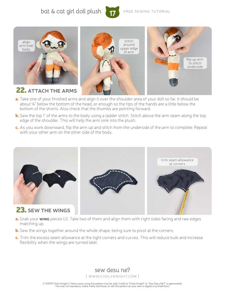 Bat  Cat Girl Sewing Templates, Page 17