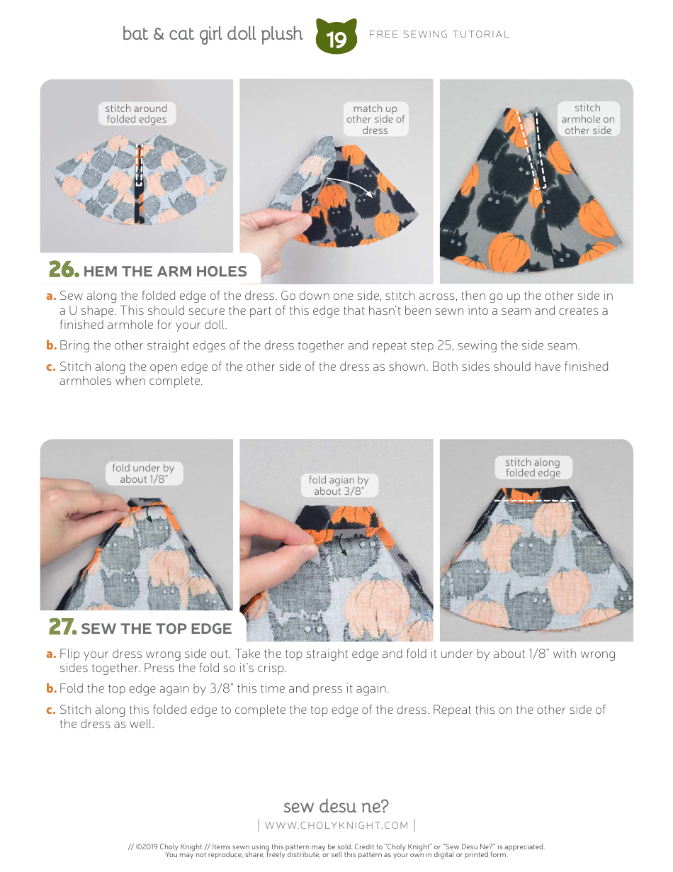 Bat  Cat Girl Sewing Templates, Page 19