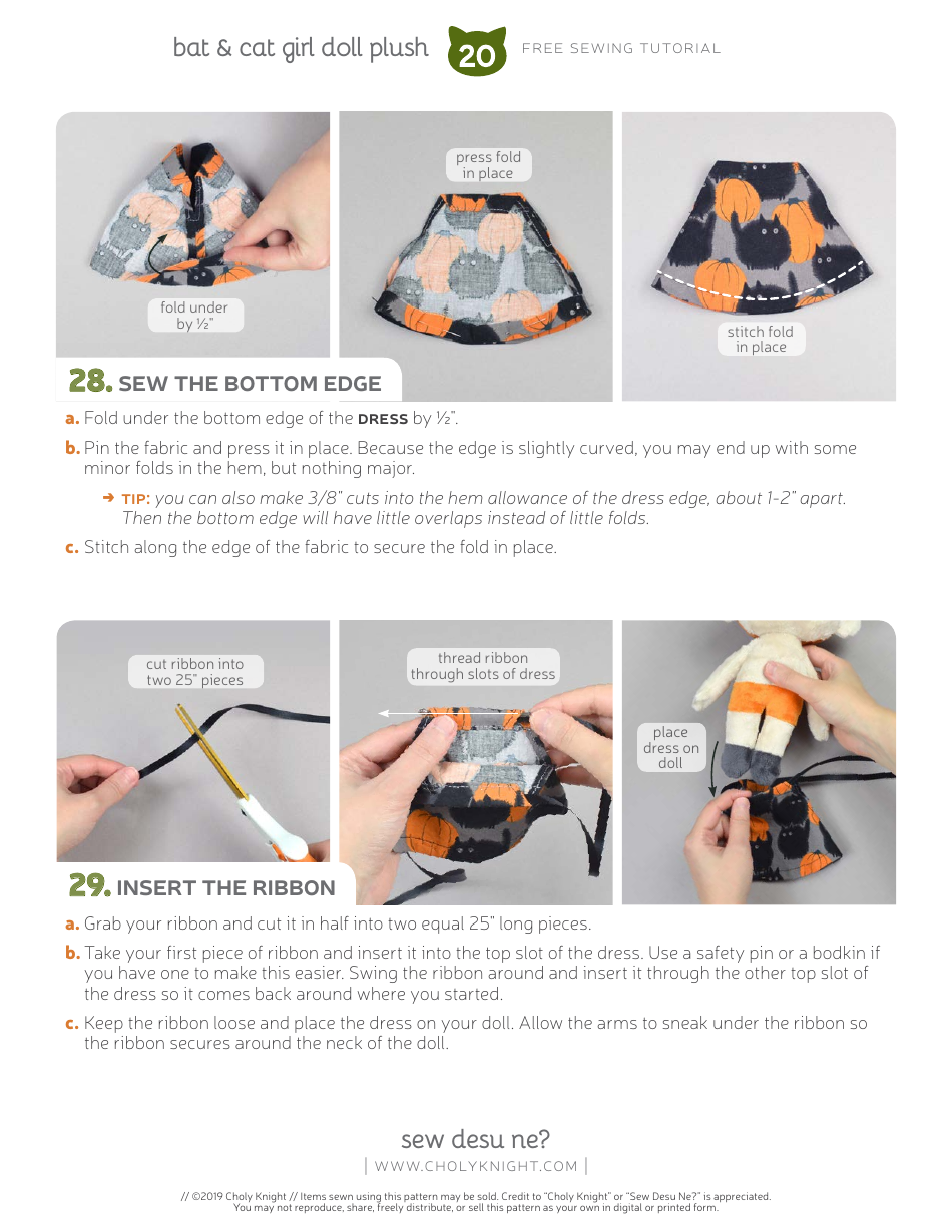 Bat  Cat Girl Sewing Templates, Page 20
