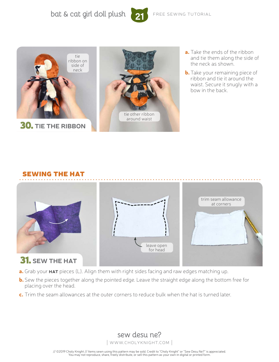 Bat  Cat Girl Sewing Templates, Page 21