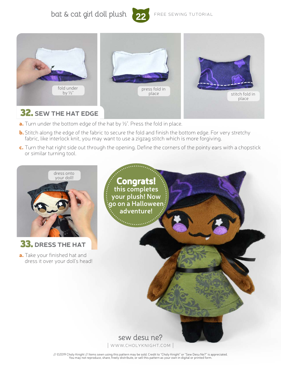 Bat  Cat Girl Sewing Templates, Page 22