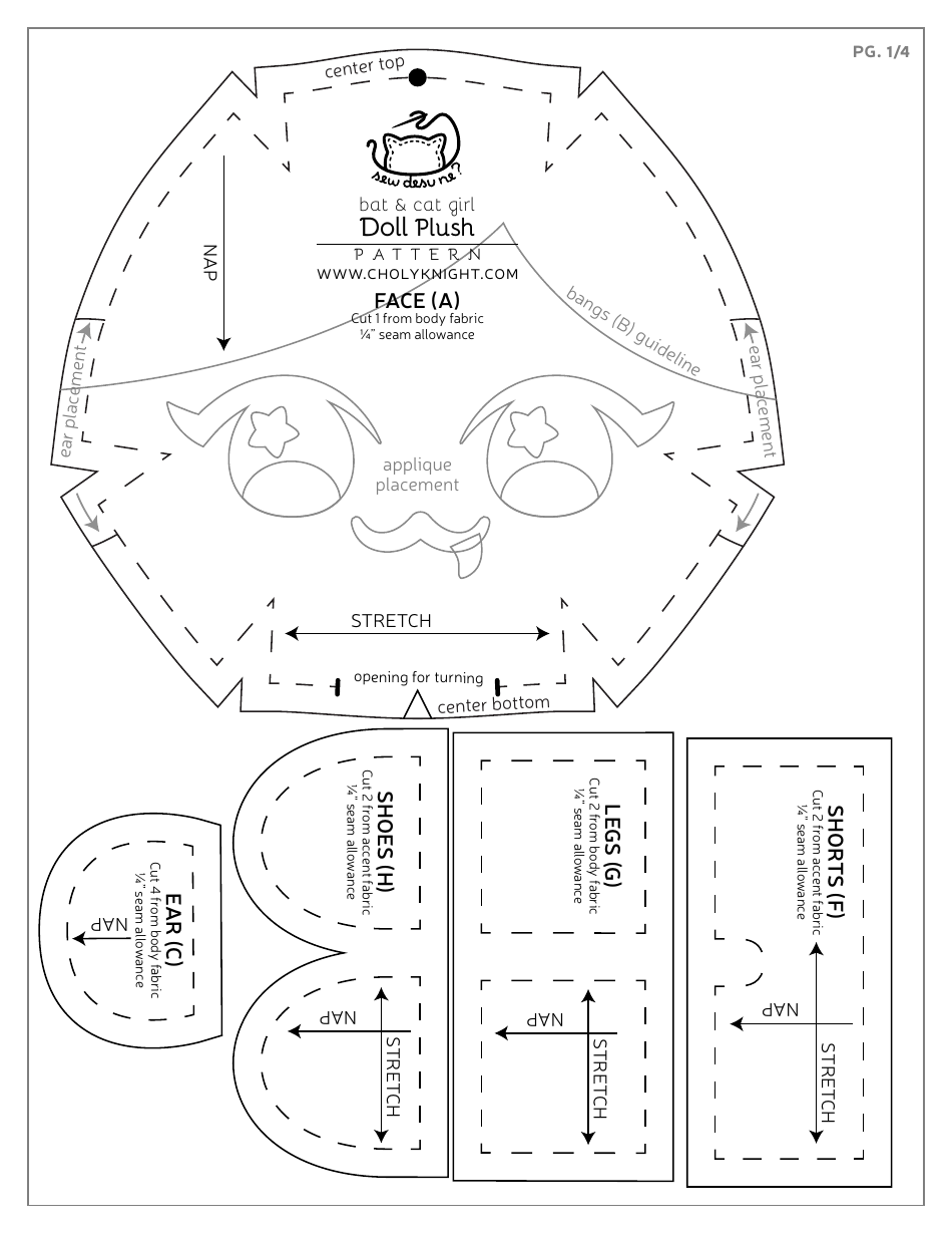 Bat  Cat Girl Sewing Templates, Page 23