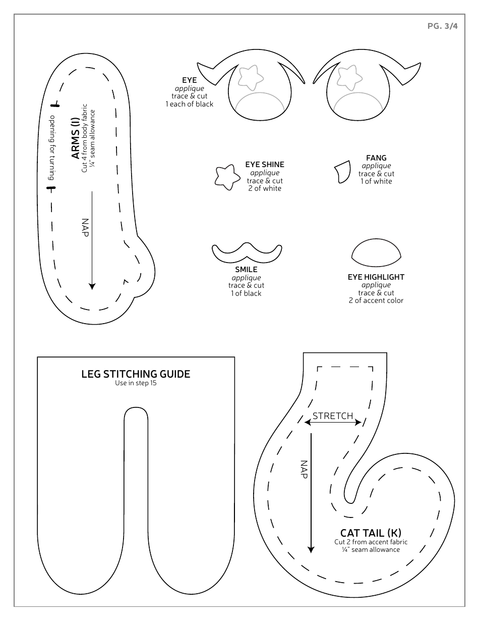 Bat  Cat Girl Sewing Templates, Page 25