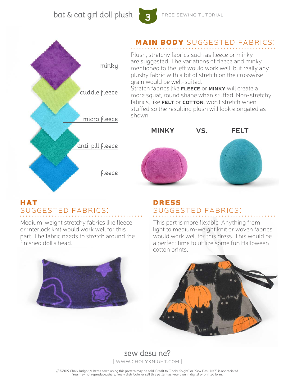 Bat  Cat Girl Sewing Templates, Page 3