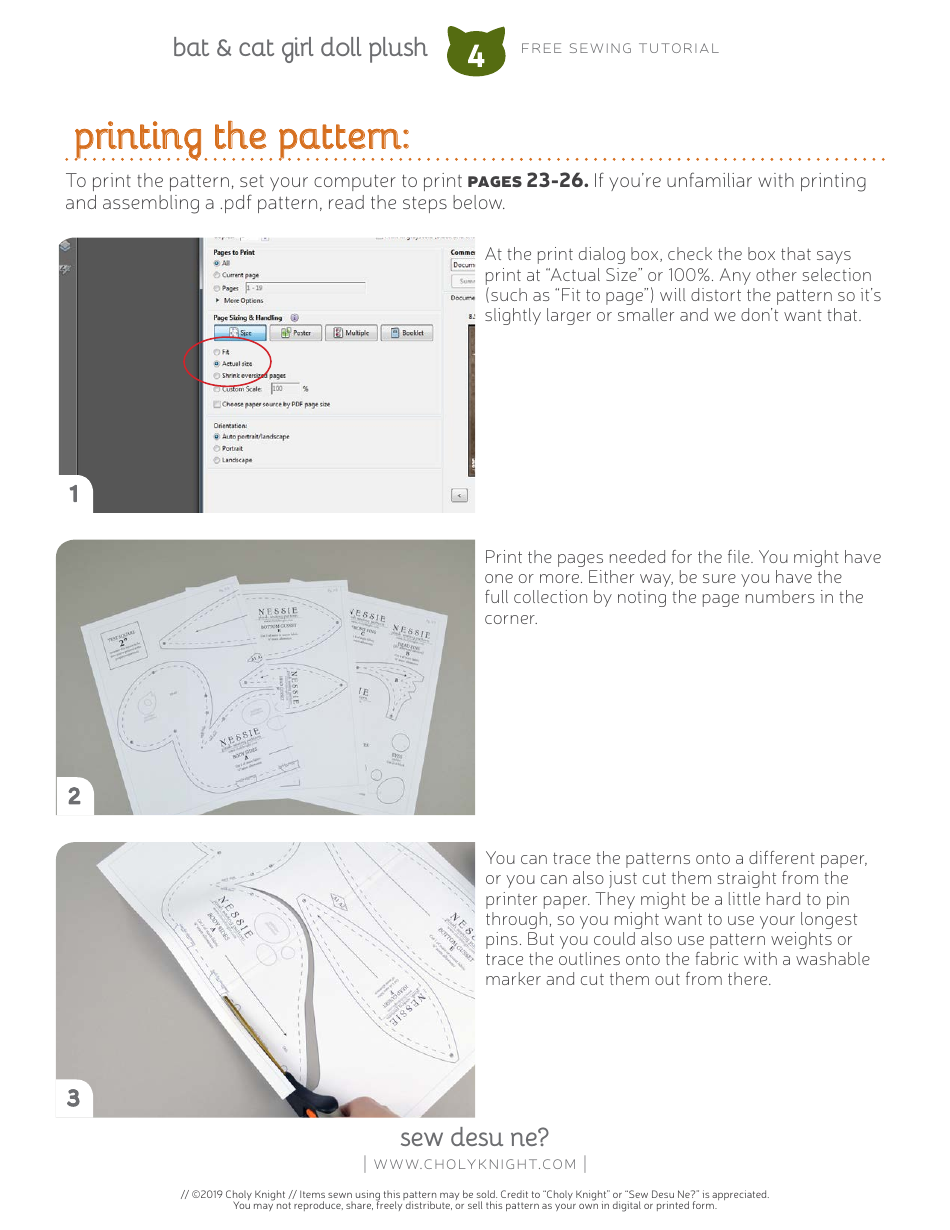 Bat  Cat Girl Sewing Templates, Page 4