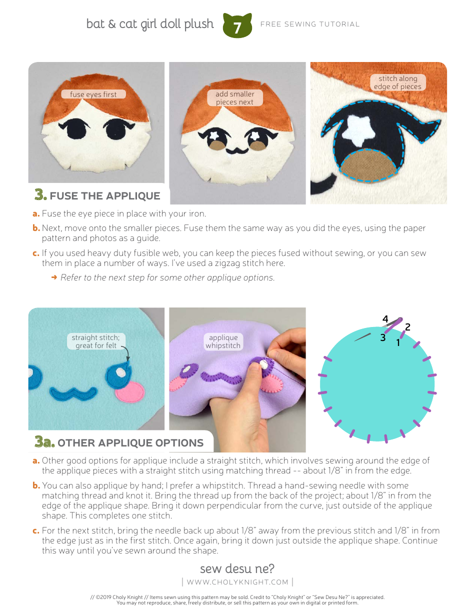 Bat  Cat Girl Sewing Templates, Page 7