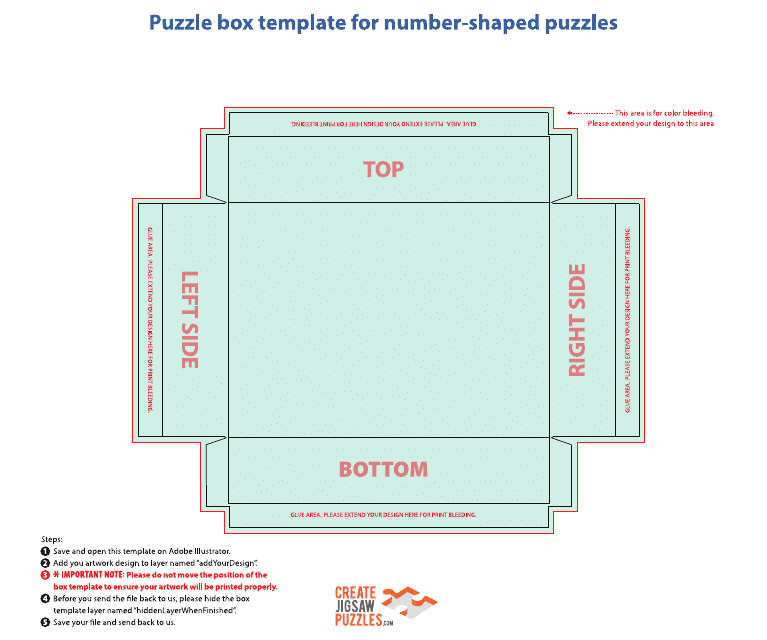 Puzzle Box Template for Number-Shaped Puzzles