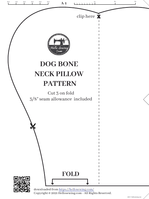 Dog Bone Neck Pillow Template - Hellosewing