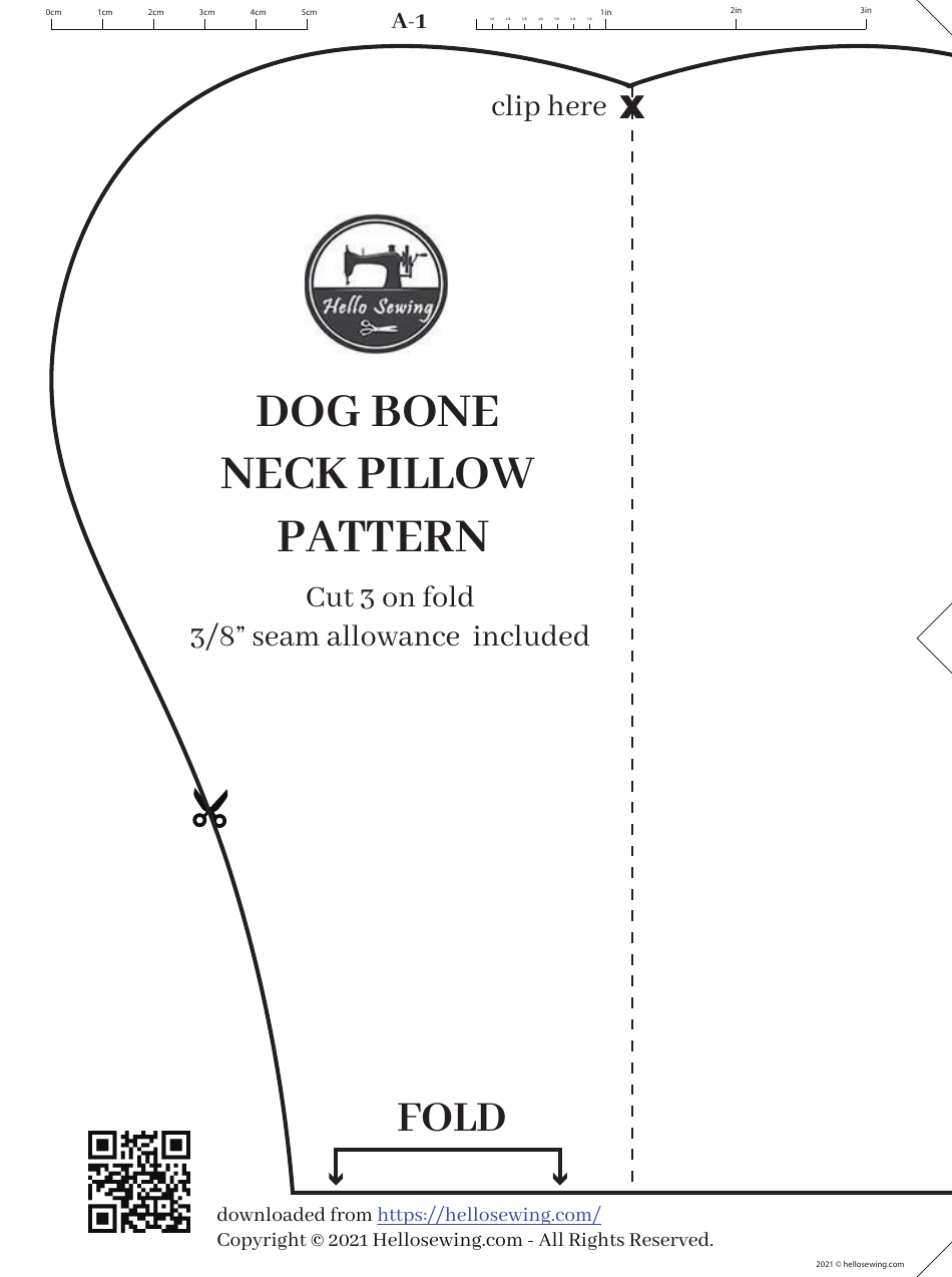 Dog Bone Neck Pillow Template, a useful pattern to sew your very own neck pillow shaped like a playful dog bone.