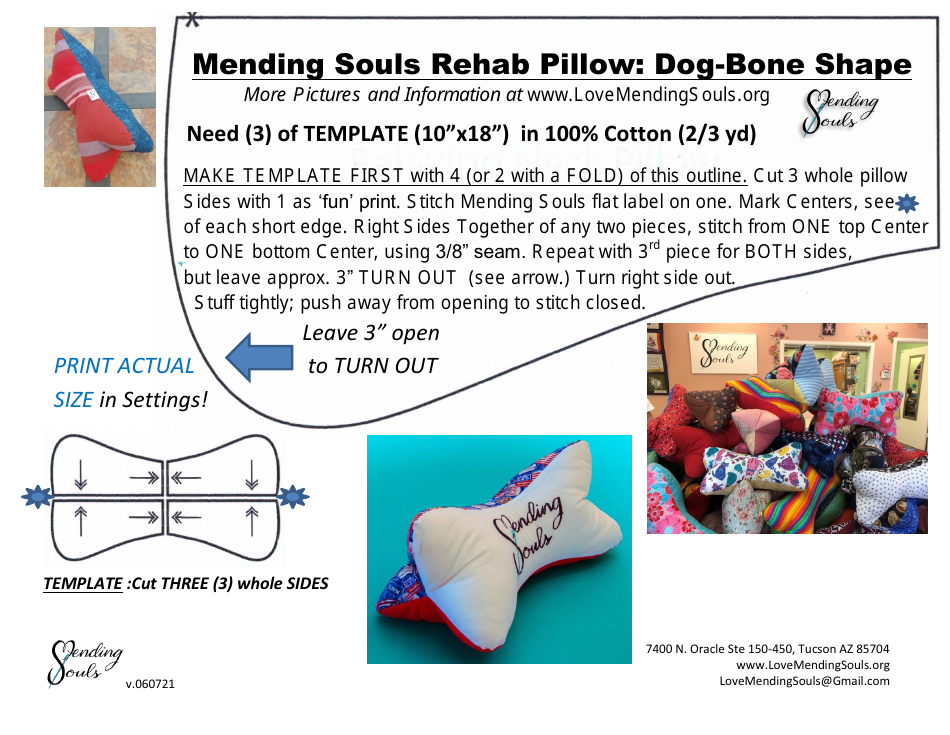 DogBone Shape Rehab Pillow Template Download Printable PDF