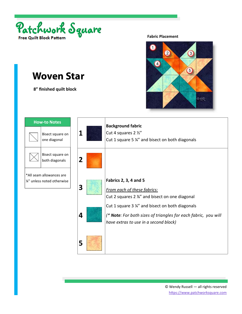 Woven Star Quilt Block Pattern - Wendy Russell, Page 4