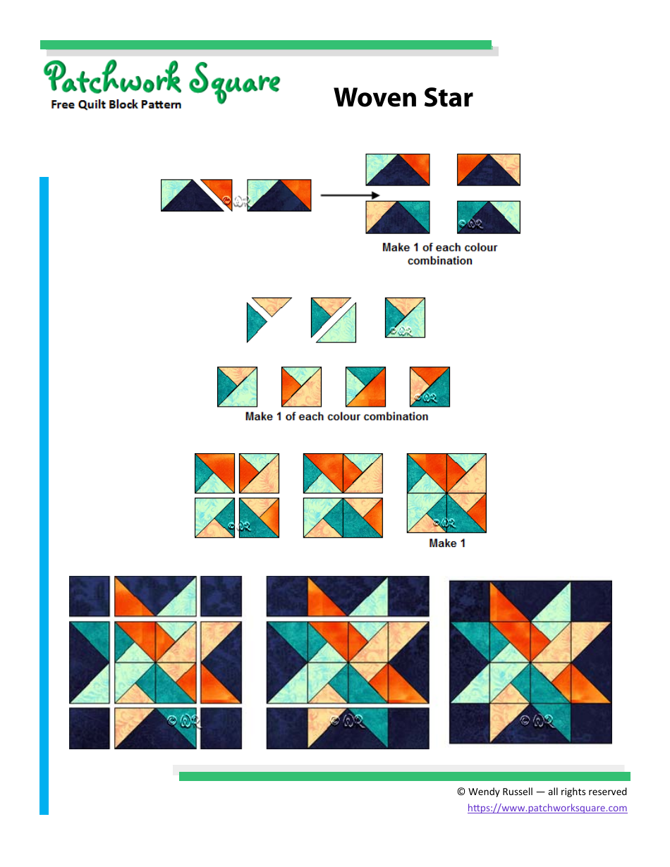 Woven Star Quilt Block Pattern - Wendy Russell, Page 6