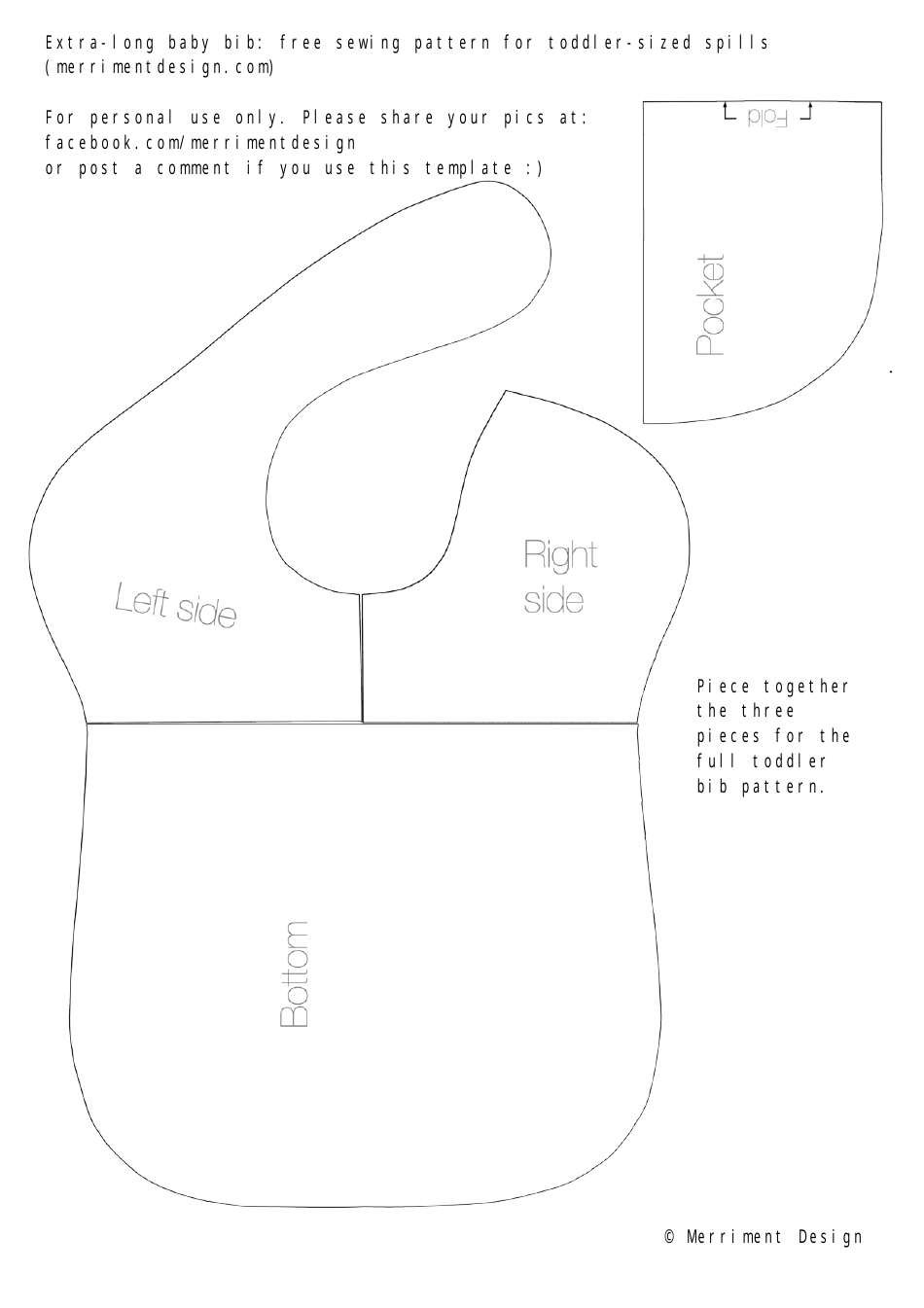 Extra-long Baby Bib Sewing Template - Image Preview