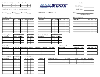 Document preview: Football Stats Sheet Template