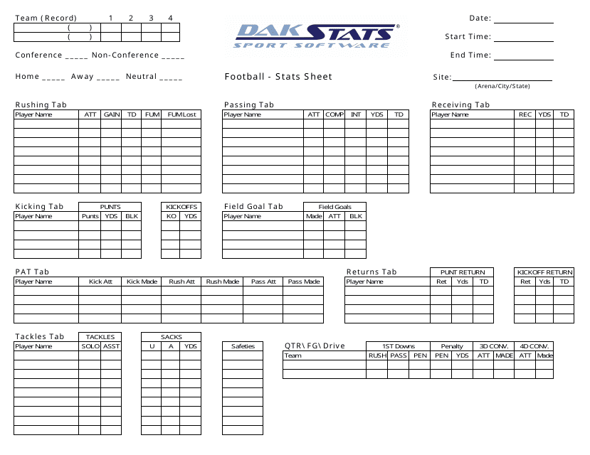 Football Stats Sheet Template Image Preview