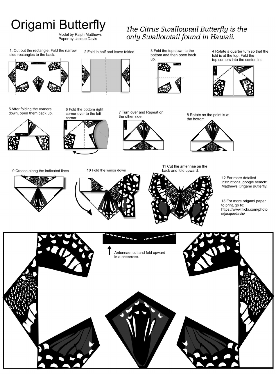 Origami Paper Butterfly Guide, Page 1