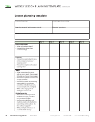 Weekly Lesson Planning Template, Page 2