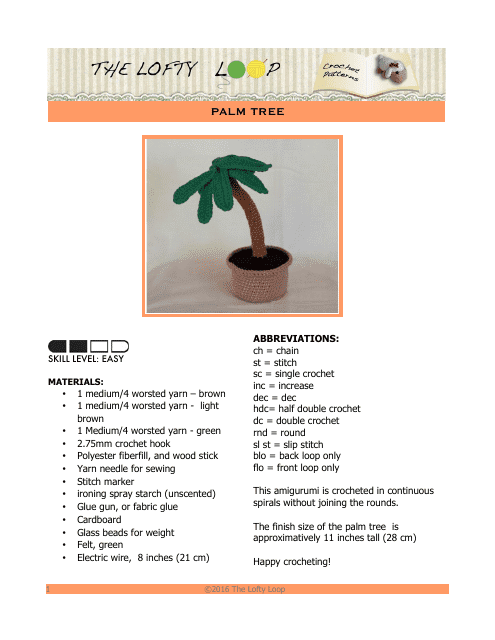 Stunning crochet pattern for a palm tree