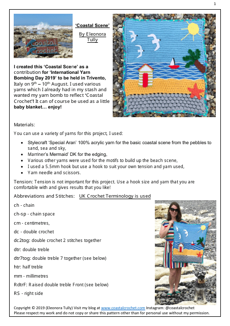 Coastal Scene Crochet Pattern - Printable preview image