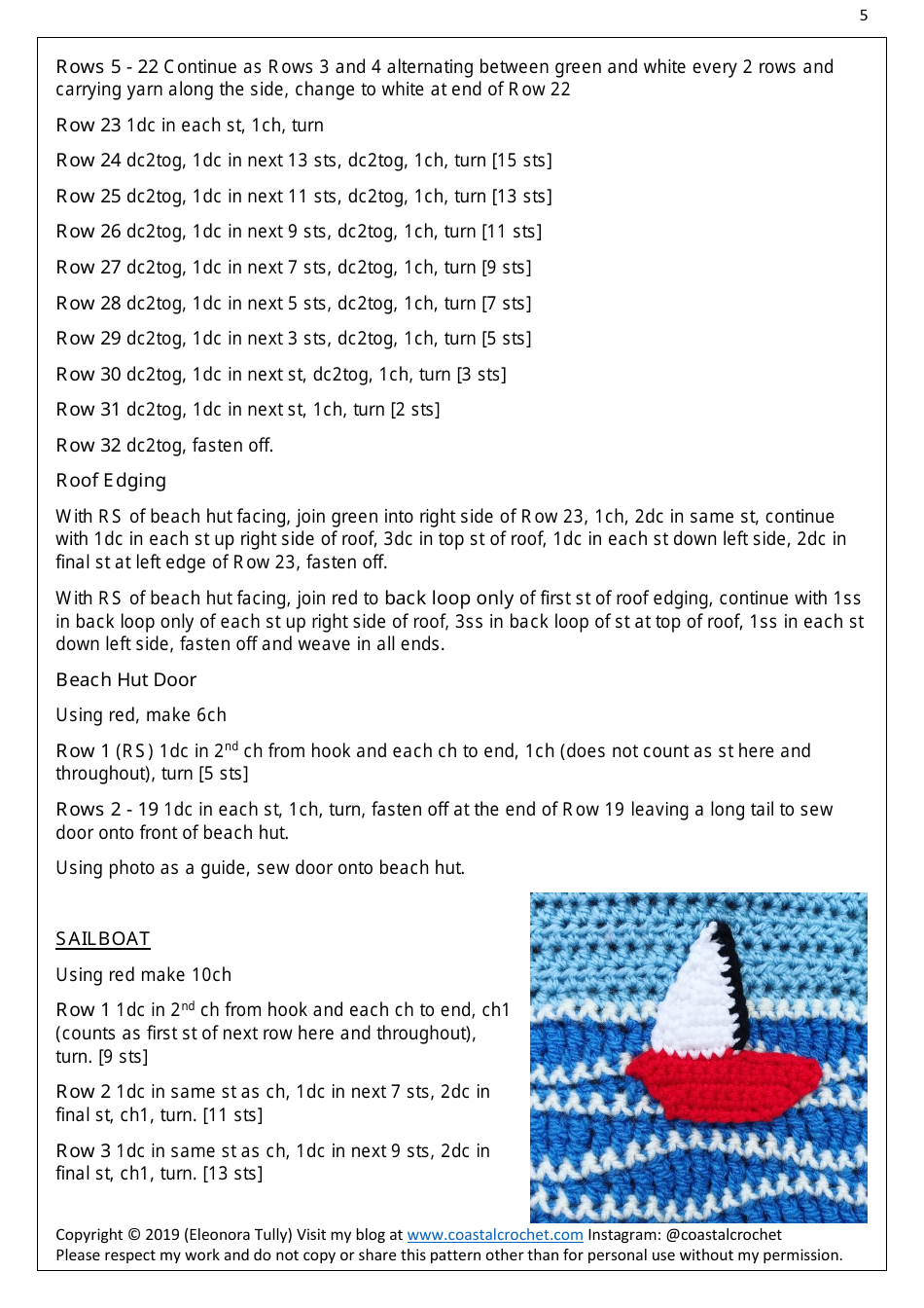 Coastal Scene Crochet Pattern, Page 5