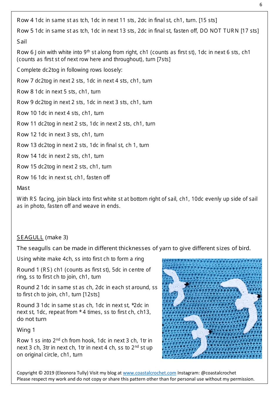 Coastal Scene Crochet Pattern, Page 6