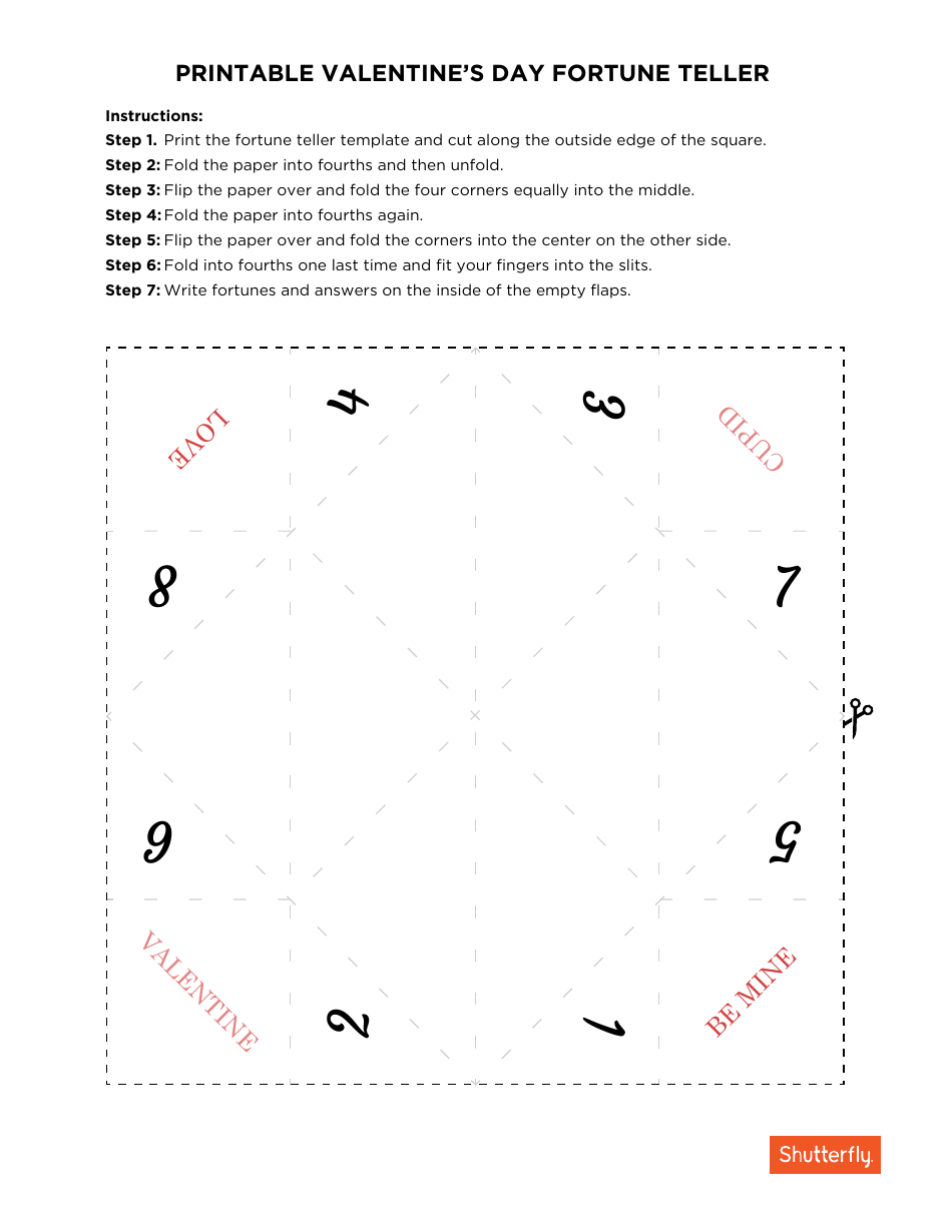 Valentine 39 s Day Fortune Teller - Valentine S Day Fortune Teller Template Print Big 